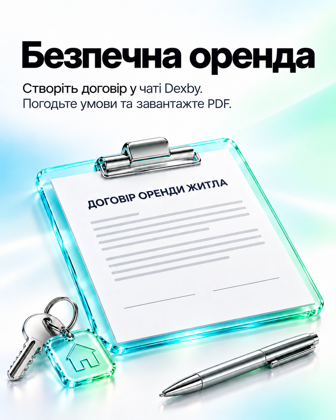 Безпечна оренда — створіть договір у чаті Dexby, погодьте умови та завантажте PDF